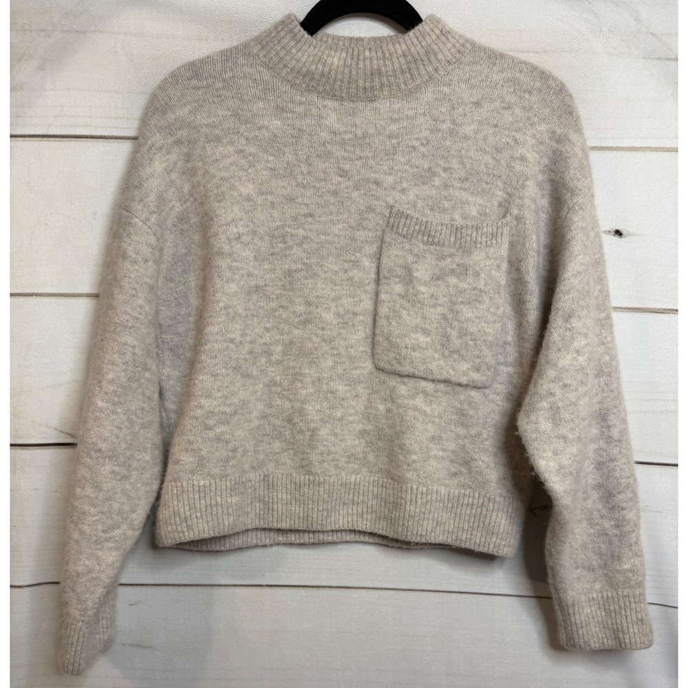 & Other Stories Cream Crewneck Sweater with Pocket